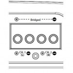 To bridge a 2 channel amp you need to use the left positive and right negative on the amp terminals.